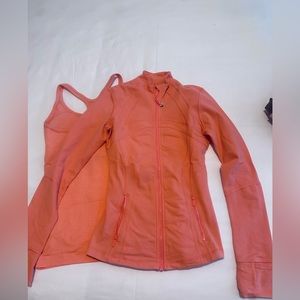 Lululemon Peach colored jacket and tank top set
